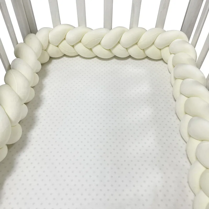 Tresse de lit pour Bébé - Protecteur de berceau pour bébé, coussin à nœud tressé pour nourrissons et enfants, 3 actions, pare-chocs dans le berceau du nouveau-né, 1M/2M/3M/4M 7