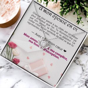 À mon Épouse en Or - Collier personnalisé fini Or Blanc ou Or Jaune